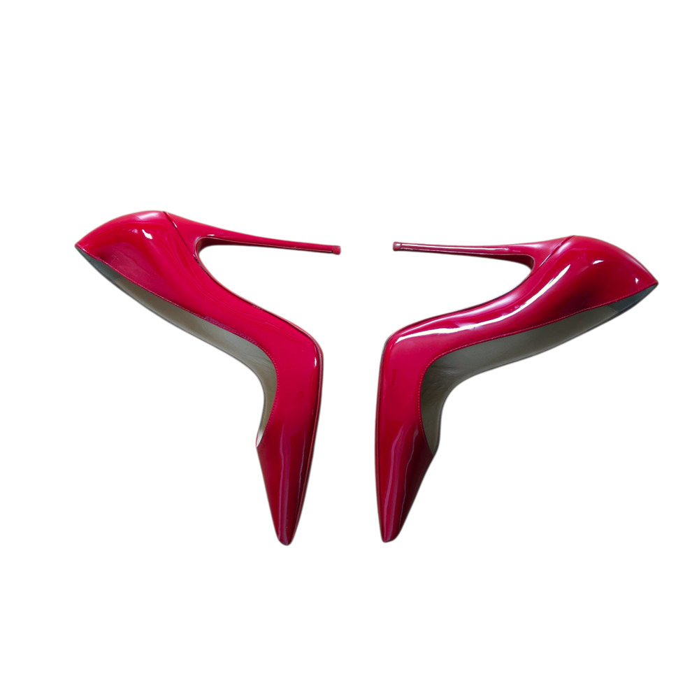 Christian Louboutin Patent Leather Pointed-Toe Stiletto Pumps in Red - Picture 10 of 15